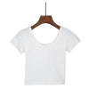 Image of VILACOROA Best Sell Harajuku U Neck T-shirt Women Sexy Black Short Sleeve Tee Crop