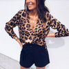 Image of Vogue Women Ladies Leopard Print Loose Long Sleeve V-Neck Sexy Blouses