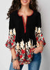 Image of Women V-neck Blouse Casual Seven-Sleeve Shirt Ladies