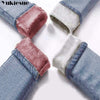 Image of Winter Warm Jeans Woman 2020 High Waist Casual Velvet