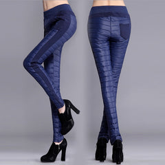 Winter double-sided down cotton trousers thicker women wear high-waist pencil pants