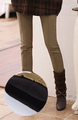 Winter warm women stretch high elastic waist casual cotton pants