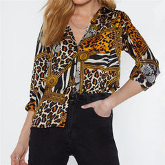 Women Blouses Sexy Leopard Blouse Shirt Long Sleeve Office Shirt 2020