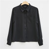 Image of Women Blouses Shirt Long Sleeve Casual Chiffon Turn-down Collar