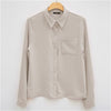 Image of Women Blouses Shirt Long Sleeve Casual Chiffon Turn-down Collar