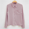 Image of Women Blouses Shirt Long Sleeve Casual Chiffon Turn-down Collar