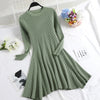 Image of Women Long Sleeve Sweater Dress Women's Irregular Hem Casual Autumn and Winter