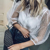 Image of Women Mesh Sheer Blouse See-through Long Sleeve Top Shirt Blouse