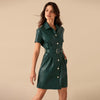 Image of Women New Spring Pu Leather Sashes a Line Mini Dress