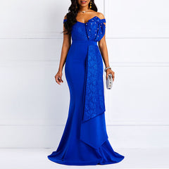 Women Off Shoulder Long Dress Sexy Mermaid Slash Neck