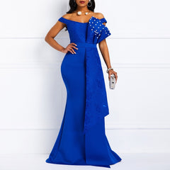 Women Off Shoulder Long Dress Sexy Mermaid Slash Neck