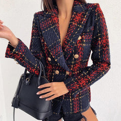 Women Plaid Coat Winter  Elegant Ladies