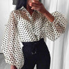 Image of Women Polka Dot Retro Blouse Lady Early Autumn Modern Mesh Shirt