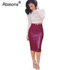 Image of Women Pu Leather Skirt Autumn Streetwear Casual Office