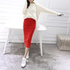 Image of Women Solid Elegant Sexy Split Slim Skirts Hight Waist Kintting