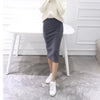 Image of Women Solid Elegant Sexy Split Slim Skirts Hight Waist Kintting