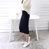 Image of Women Solid Elegant Sexy Split Slim Skirts Hight Waist Kintting