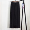 Image of Women Summer Thin Knit Trousers Black Wide Leg Loose Pants Ankle