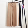 Image of Women Summer Thin Knit Trousers Black Wide Leg Loose Pants Ankle