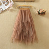 Image of Women irregular Tulle Skirts Fashion Elastic High Waist Mesh