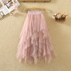 Image of Women irregular Tulle Skirts Fashion Elastic High Waist Mesh