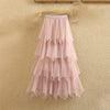 Image of Women irregular Tulle Skirts Fashion Elastic High Waist Mesh