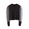 Image of Women sexy stylish solid black blouse long puff sleeve stretchy transparent