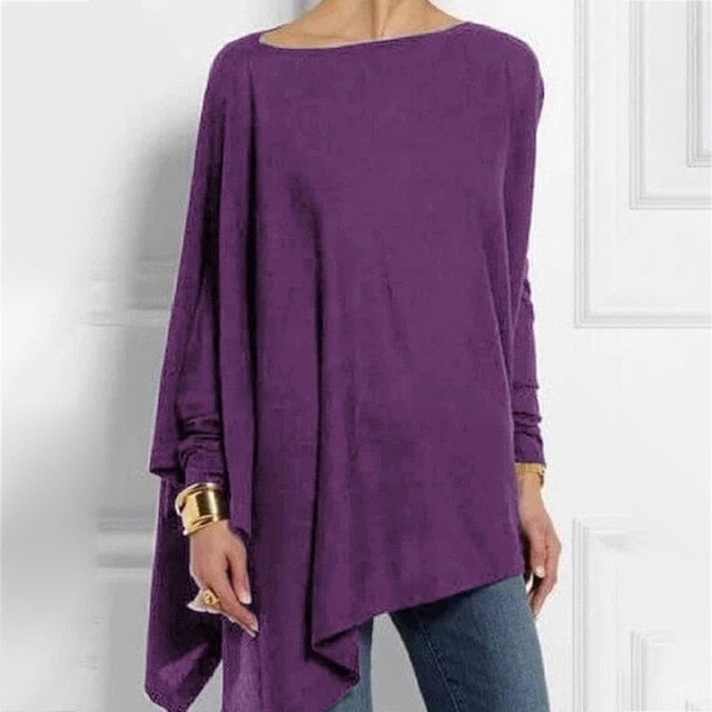Womens Blouses Solid Color Autumn Long Sleeve