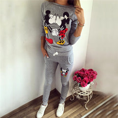 Hot Selling Women Casual Sportswear Lovely Printed Hoodies long-sleeved Suit