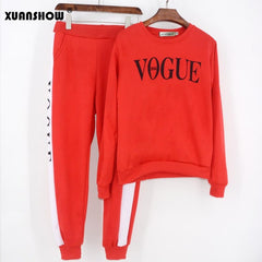 Tracksuit  for Autumn & Winter Women's Suit VOGUE Letter Printed 0-Neck Sweatshirt