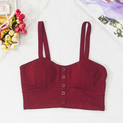 gkfnmt Crop Top  Women Camis Halter Top Women Camisole 2019 Summer Sexy Sleeveless Slim Low Chest Button Roupas Femininas