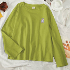 autumn long Sleeve casual loose Tshirt korean ulzzang Women T-shirts stripe pink tops