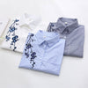 Image of ih Floral Embroidery Striped Blouse Women Long Sleeve Shirt And Casual Cotton Blusa Plus Size 3XL Office Lady