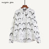 Image of Fashion Character Printed Blouse Women Graffiti Blouses Streetwear