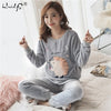 Image of Autumn & Winter Women Pyjamas Sets pajamas Sleepwear Suit Thick