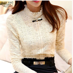 Women Shirts Crochet Blouse Lace Shirt clothes