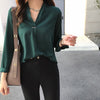 Image of women chiffon blouse shirt long sleeve women shirts