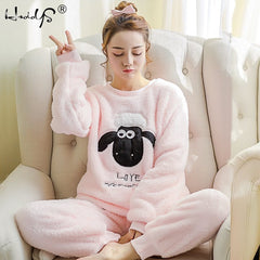 Women Pajama Sets for  Autumn and  winter Flannel