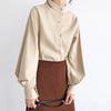 Image of Vintage Lantern Sleeve Autumn & Winter Thicken Women Shirt Blouses