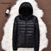 Image of Winter Women Ultralight Thin Down Jacket White Duck Down Hooded Jackets Long Sleeve