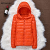 Image of Winter Women Ultralight Thin Down Jacket White Duck Down Hooded Jackets Long Sleeve