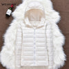 Image of Winter Women Ultralight Thin Down Jacket White Duck Down Hooded Jackets Long Sleeve