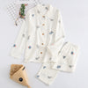 Image of 100% gauze cotton long sleeve casual sleepwear women