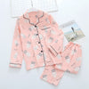 Image of 100% gauze cotton long sleeve casual sleepwear women