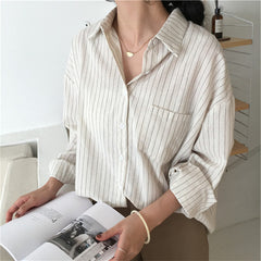 Spring Autumn Female Shirts Women Striped Shirts Office Lady Style