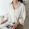 Image of Spring Autumn Female Shirts Women Striped Shirts Office Lady Style