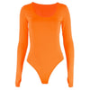 Image of Orange Neon Bodysuit Women Long Sleeve Bodycon Sexy 2019 Autumn Winter Streetwear