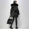 Image of Large Natural Fox Fur Hooded Winter Jacket