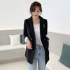 Image of Chic Double-breasted Women Jackets Notched-neck Yellow Women Blazer Jacket Female Outerwear