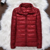 Image of Winter Women Ultralight Thin Down Jacket White Duck Down Hooded Jackets Long Sleeve